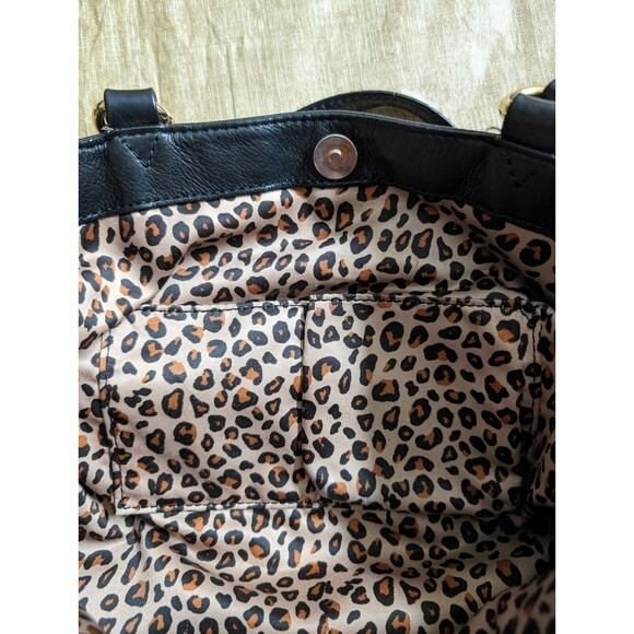 Juicy Couture Womens Black Leather Purse W/ Leopard Print Interior - Picture 13 of 16